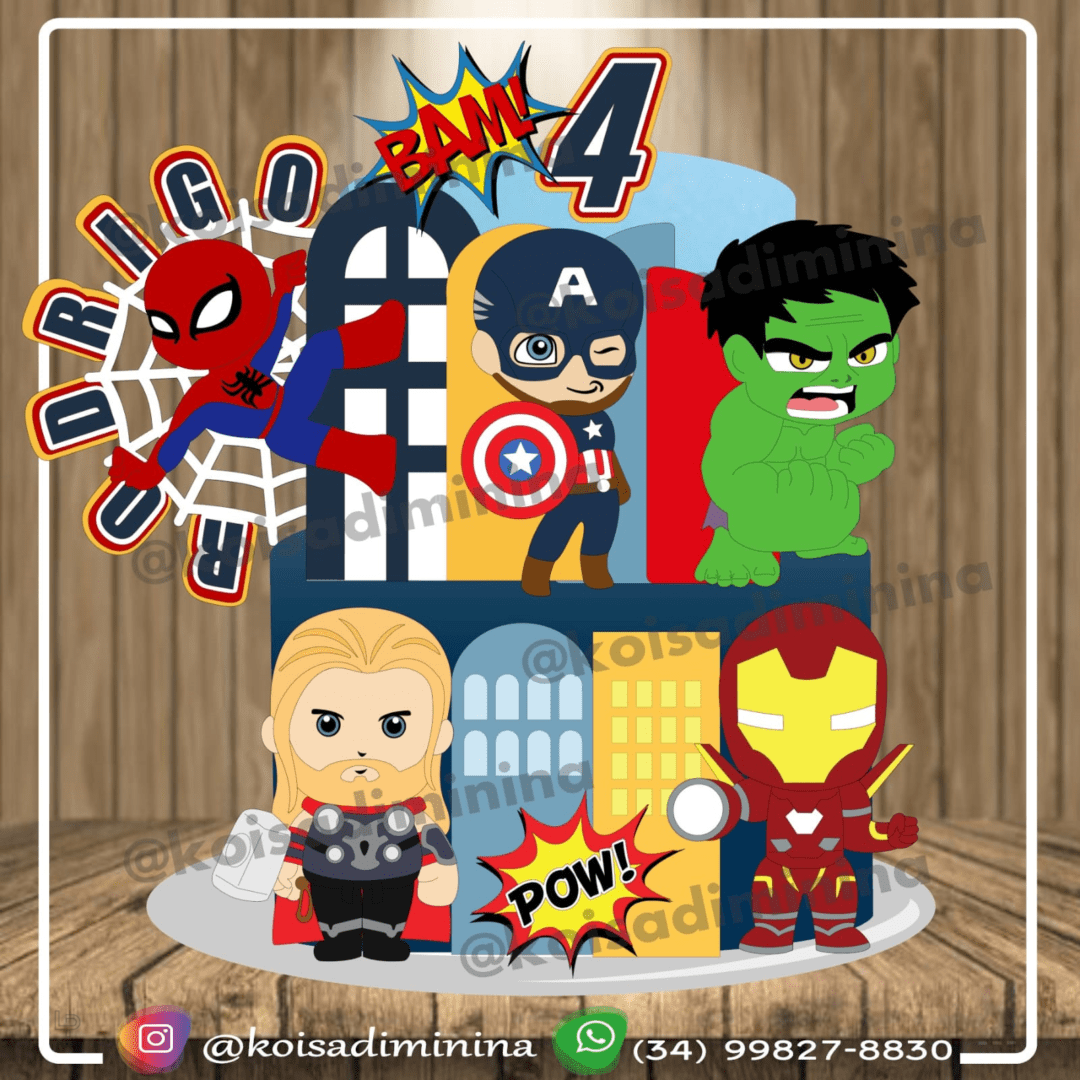 12 - Avengers Topo de Bolo - Vingadores - Imagem 1