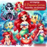 A pequena Sereia Aquarela - Kit Digital
