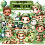 Safari Verde Aquarela - Kit Digital
