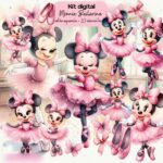 Minnie Bailarina Aquarela - Kit Digital