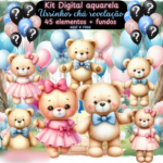 Chá Revelação Azul e Rosa - Kit Digital