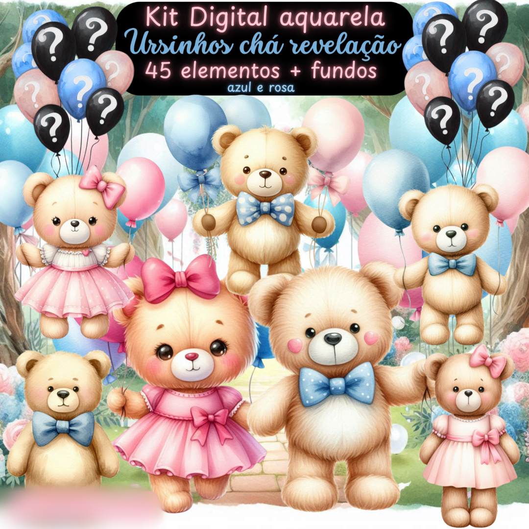 21 - Chá Revelação Azul e Rosa Chá Revelação Azul e Rosa - Kit Digital - Imagem 1