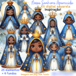 Nossa Senhora Aparecida Aquarela - Kit Digital