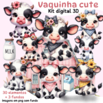 Vaquinha Cute Aquarela - Kit Digital