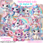 Unicórnio Cute 3D - Kit Digital