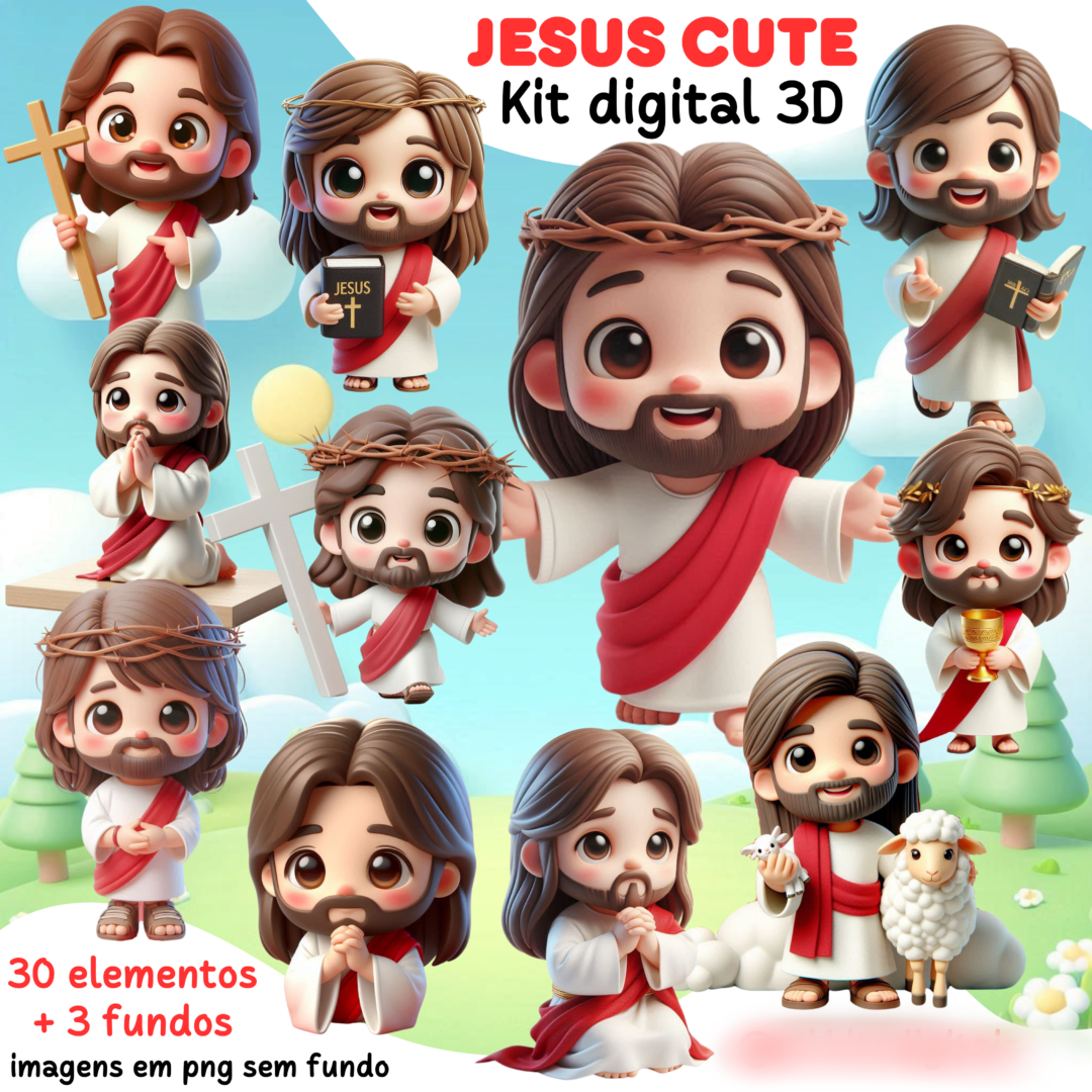 52 - Jesus cute 3D Jesus Cute 3D - Kit Digital - Imagem 1