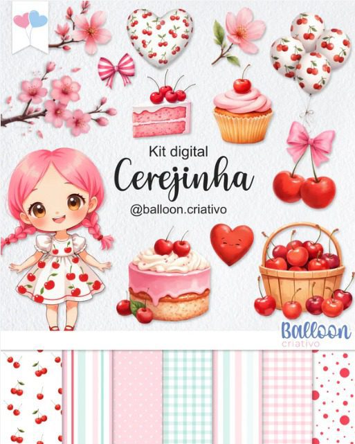 Cerejinha Cerejinhas- Kit Digital - Imagem 1