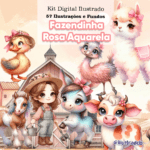Fazendinha Menina Aquarela- Kit Digital