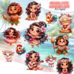 Moana Cute Aquarela - Kit Digital