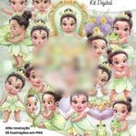 Princesa Tiana Baby Aquarela - Kit Digital