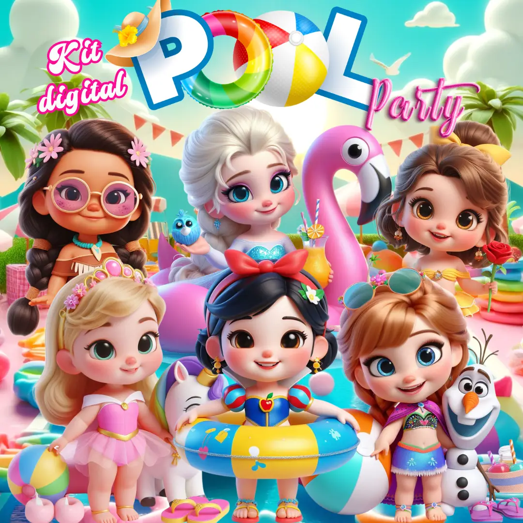 Princesas - Poolparty Princesas PoolParty - Kit Digital - Imagem 1