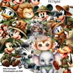 Turma do Mickey no Safari Aquarela - Kit Digital