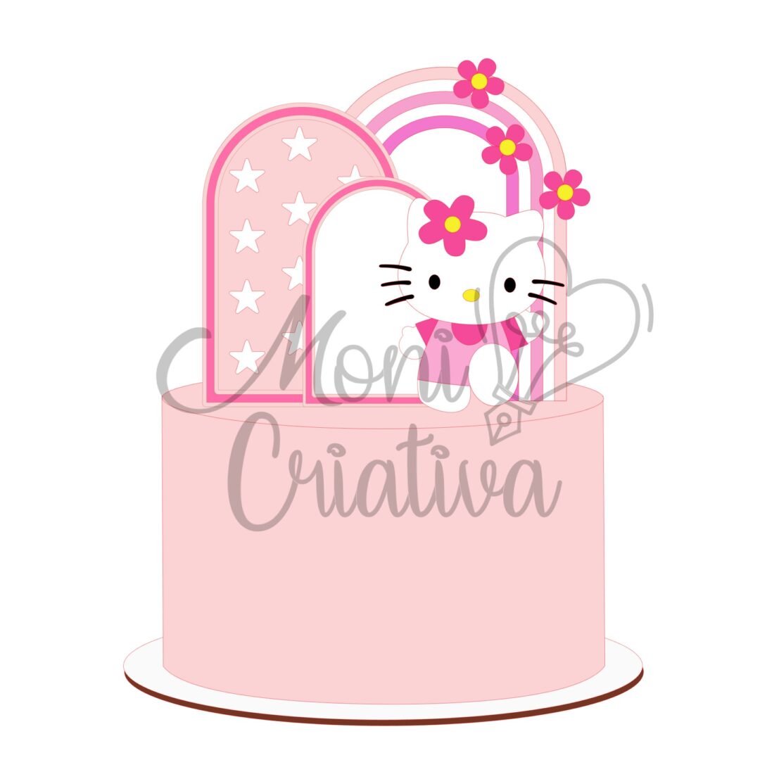 1 - Hello Kit Arco Íris Topo de Bolo - Hello Kitty - Imagem 1