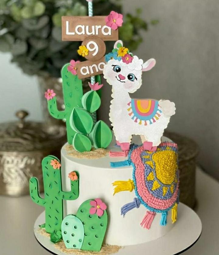 1 - Lhama Cute Topo de Bolo - Lhama - Imagem 1