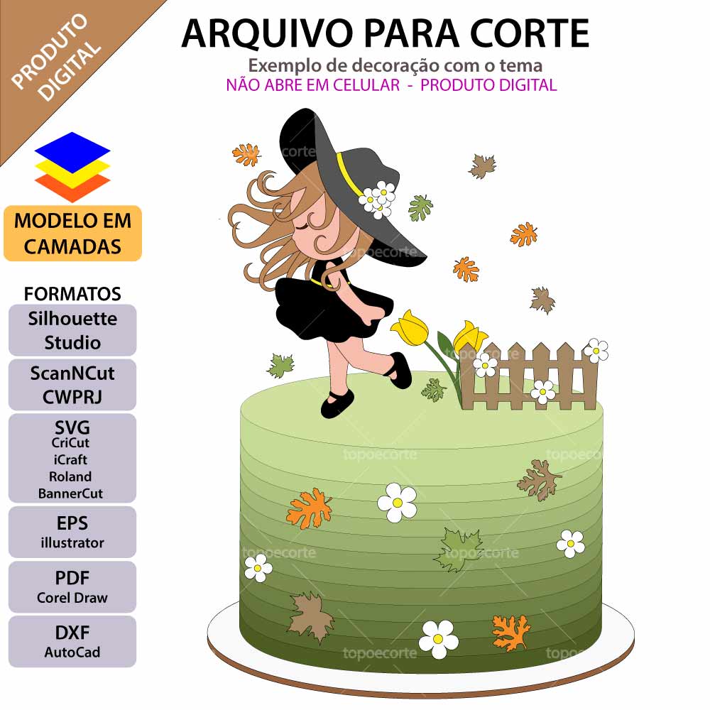 37 - Menina no Jardim Vento Topo de Bolo - Jardim - Imagem 1