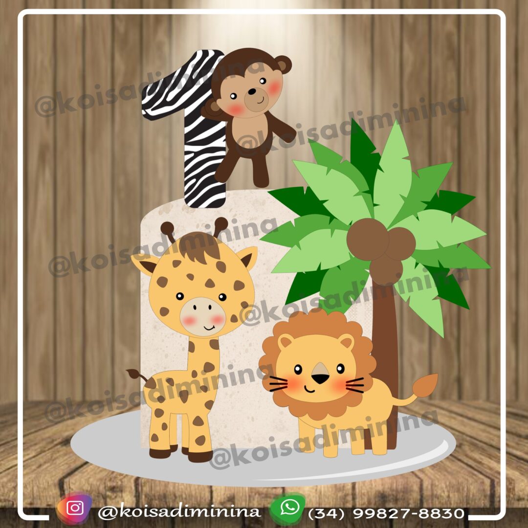 4 - Safari Cute Topo de Bolo - Safari - Imagem 1