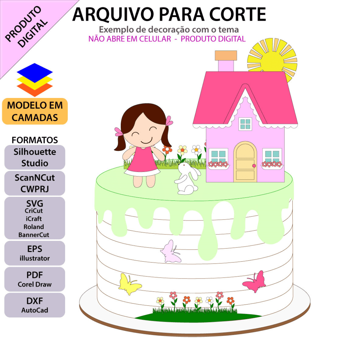 7 - Bonequinha Casinha Topo de Bolo - Jardim - Imagem 1