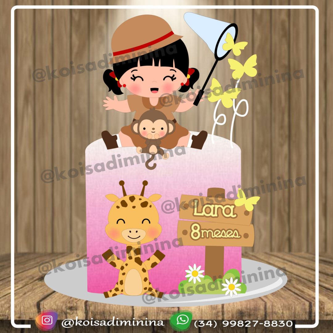 7 - Safari Baby Girl Topo de Bolo - Safari - Imagem 1